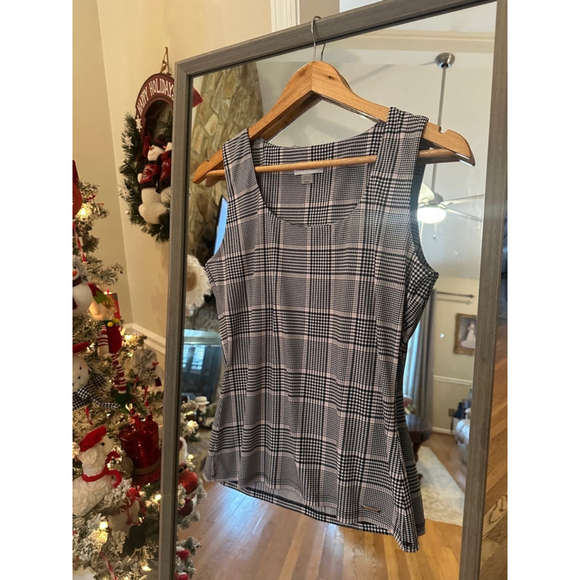 Calvin Klein Plaid  Top, Size S, Black and Pink - Picture 1 of 6